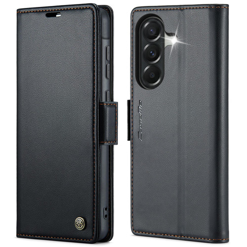 Samsung Galaxy A57 5G CaseMe 023 Butterfly Buckle Litchi Texture RFID Anti-theft Leather Phone Case - Black