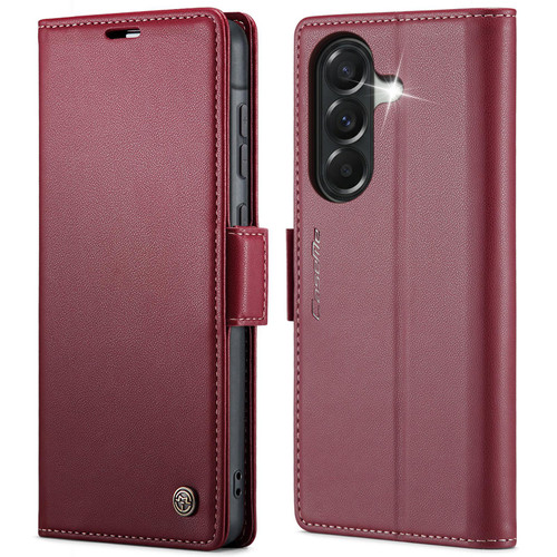 Samsung Galaxy A57 5G CaseMe 023 Butterfly Buckle Litchi Texture RFID Anti-theft Leather Phone Case - Red