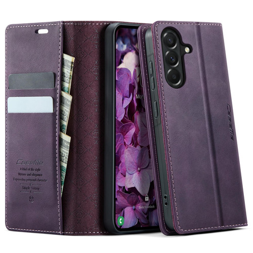 Samsung Galaxy A57 5G CaseMe 033 Calf Leather Lining Microfibre RFID Blocking Phone Case - Purple
