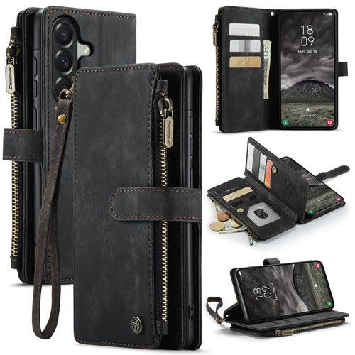 Samsung Galaxy A57 5G CaseMe C30 Card Slots Zipper Wallet Leather Phone Case - Black