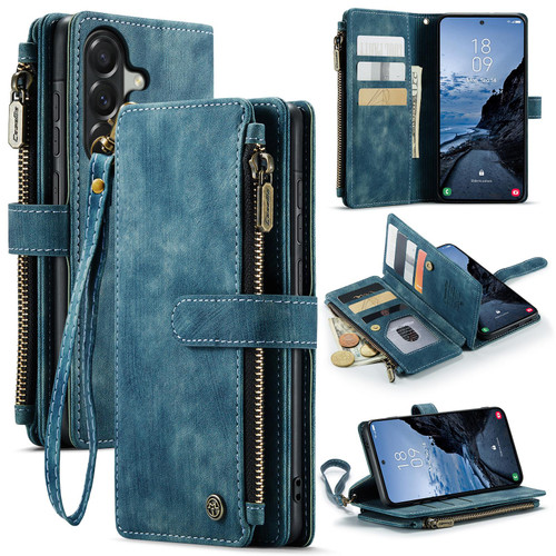 Samsung Galaxy A57 5G CaseMe C30 Card Slots Zipper Wallet Leather Phone Case - Blue
