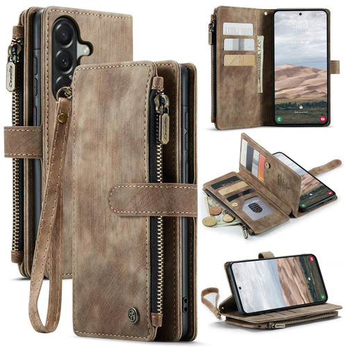 Samsung Galaxy A57 5G CaseMe C30 Card Slots Zipper Wallet Leather Phone Case - Brown