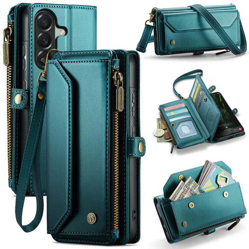 Samsung Galaxy A57 5G CaseMe C36 Card Slots Zipper Wallet RFID Anti-theft Leather Phone Case - Blue