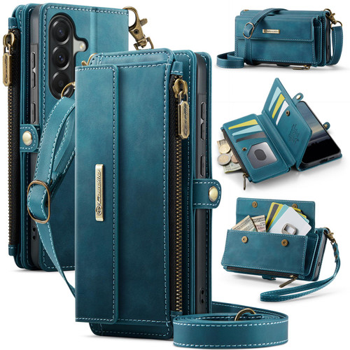 Samsung Galaxy A57 5G CaseMe C39 RFID Blocking Zipper Wallet Leather Phone Case with Crossbody Strap - Green