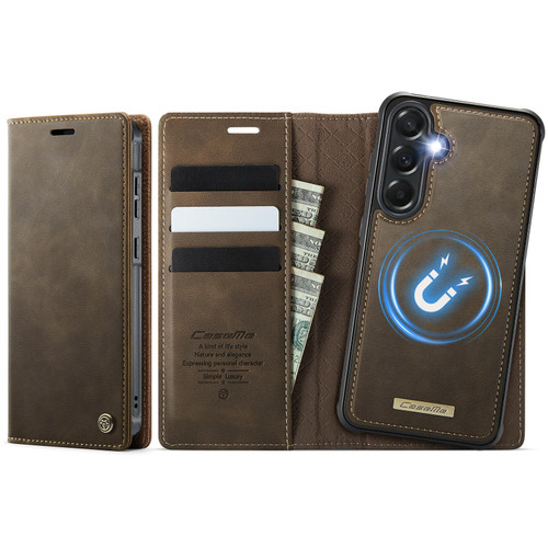 Samsung Galaxy A57 5G CaseMe C49 Magnetic RFID Blocking Detachable Wallet Leather Phone Case - Coffee