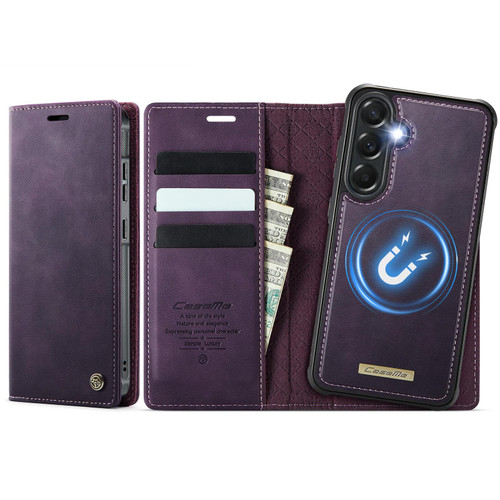 Samsung Galaxy A57 5G CaseMe C49 Magnetic RFID Blocking Detachable Wallet Leather Phone Case - Purple