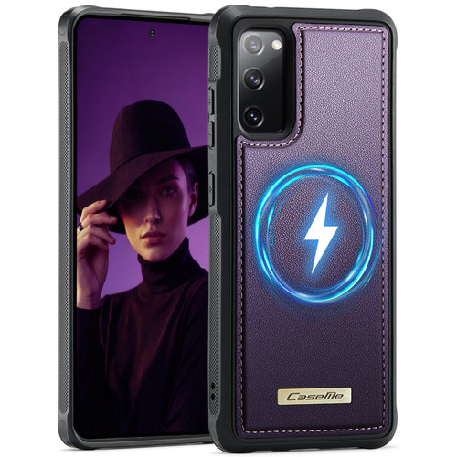 Samsung Galaxy S20 FE CaseMe C69 Series Magnetic Vegan Leather Back Phone Case - Purple