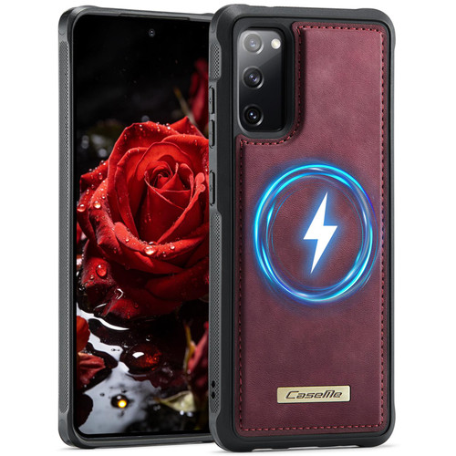 Samsung Galaxy S20 FE CaseMe C69 Series Magnetic Vegan Leather Back Phone Case - Red