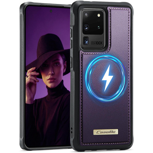 Samsung Galaxy S20 Ultra CaseMe C69 Series Magnetic Vegan Leather Back Phone Case - Purple