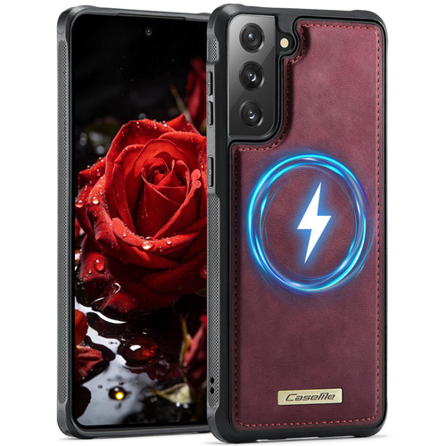 Samsung Galaxy S21 FE 5G CaseMe C69 Series Magnetic Vegan Leather Back Phone Case - Red