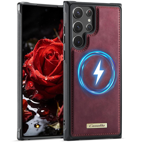 Samsung Galaxy S22 Ultra 5G CaseMe C69 Series Magnetic Vegan Leather Back Phone Case - Red