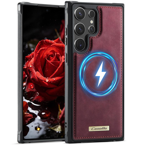 Samsung Galaxy S23 Ultra 5G CaseMe C69 Series Magnetic Vegan Leather Back Phone Case - Red