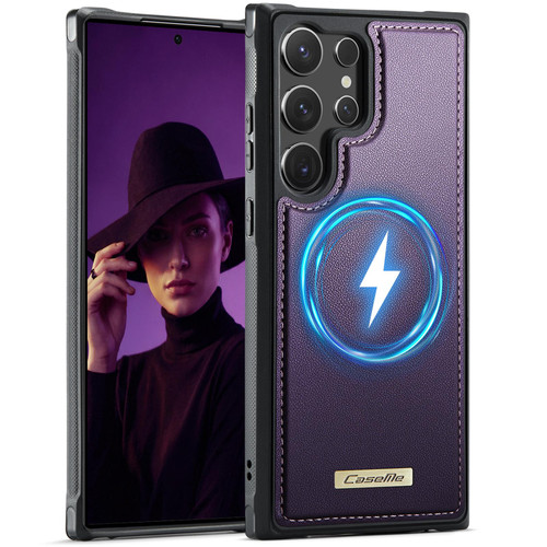 Samsung Galaxy S24 Ultra 5G CaseMe C69 Series Magnetic Vegan Leather Back Phone Case - Purple