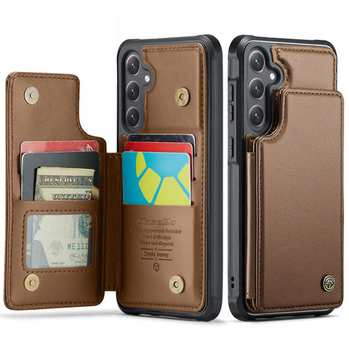 Samsung Galaxy S25 FE / S26 FE 5G CaseMe C22 Card Slots Holder RFID Anti-theft Phone Case - Brown