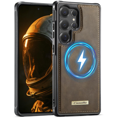 Samsung Galaxy S25 Ultra 5G CaseMe C69 Series Magnetic Vegan Leather Back Phone Case - Coffee