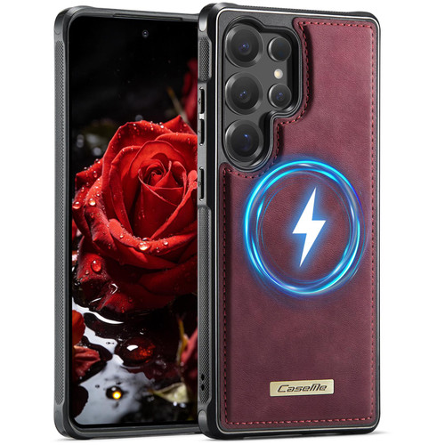 Samsung Galaxy S25 Ultra 5G CaseMe C69 Series Magnetic Vegan Leather Back Phone Case - Red