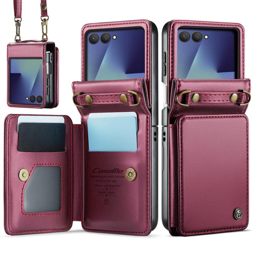 Samsung Galaxy Z Flip8 5G CaseMe C22 Card Slots Holder RFID Anti-theft Phone Case - Red