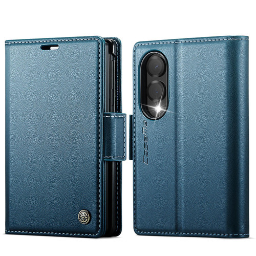 Samsung Galaxy Z Fold8 5G CaseMe 023 Butterfly Buckle Litchi Texture RFID Anti-theft Leather Phone Case - Blue