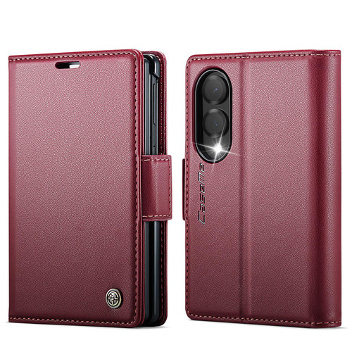 Samsung Galaxy Z Fold8 5G CaseMe 023 Butterfly Buckle Litchi Texture RFID Anti-theft Leather Phone Case - Red