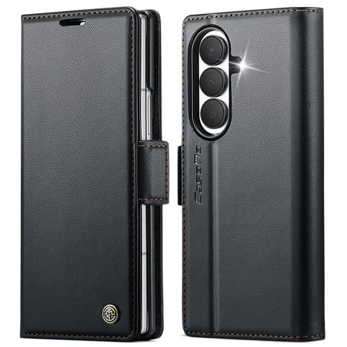 Samsung Galaxy Z Fold8 Ultra 5G CaseMe 023 Butterfly Buckle Litchi Texture RFID Anti-theft Leather Phone Case - Black