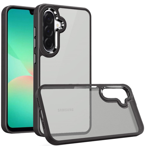 CrystalFrame Metal Button Hybrid Case For Samsung Galaxy A27 5G - Black