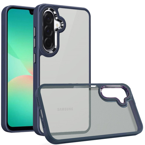 CrystalFrame Metal Button Hybrid Case For Samsung Galaxy A27 5G - Blue