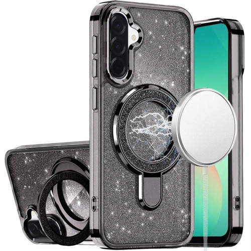 GlitterSpin Magnetic Ring Stand Case For Samsung Galaxy A27 5G - Black