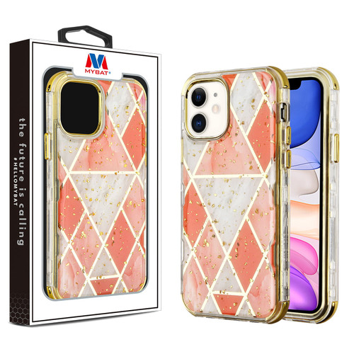 MyBat TUFF Kleer Hybrid Case for Apple iPhone 11 - Electroplated Pink Marble / Electroplating Gold