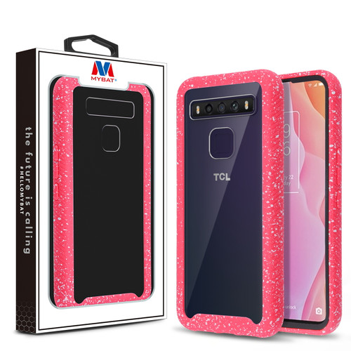 MyBat Splash Hybrid Case for TCL 10 5G UW T-mobile Revvl (non 5G) - Highly Transparent Clear / Red