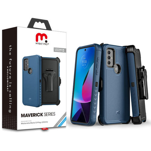 MyBat Pro Maverick Series Case w/ Holster for Motorola Moto G Play (2023) - Blue