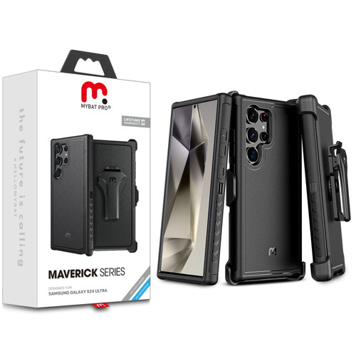 MyBat Pro Maverick Series Case w/ Holster for Samsung Galaxy S24 Ultra - Black
