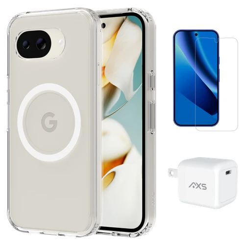 Axs - Starter Kit Includes Ultra Clear Case Screen Protector and 30w Charger for Google Pixel 10a - Clear
