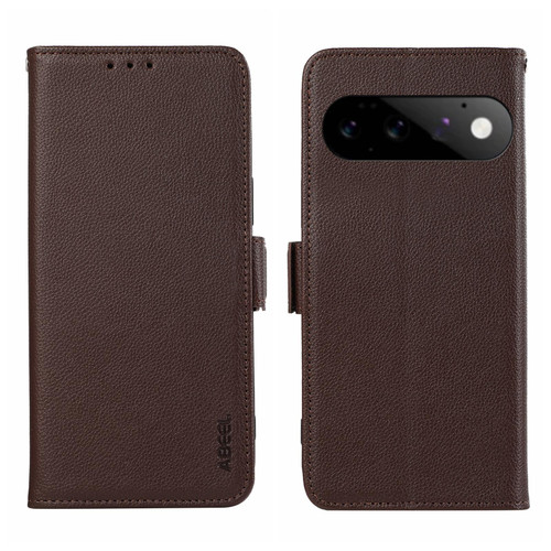 Google Pixel 11 / Pixel 11 Pro ABEEL Side-Magnetic Litchi Pattern Leather RFID Phone Case - Brown