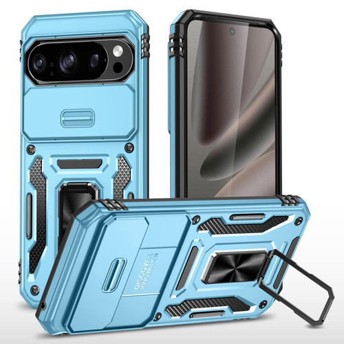 Google Pixel 11 / Pixel 11 Pro Armor PC + TPU Camera Shield Phone Case - Light Blue