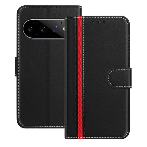 Google Pixel 11 / Pixel 11 Pro Color Block Card Slots Vegan Leather Phone Case - Black