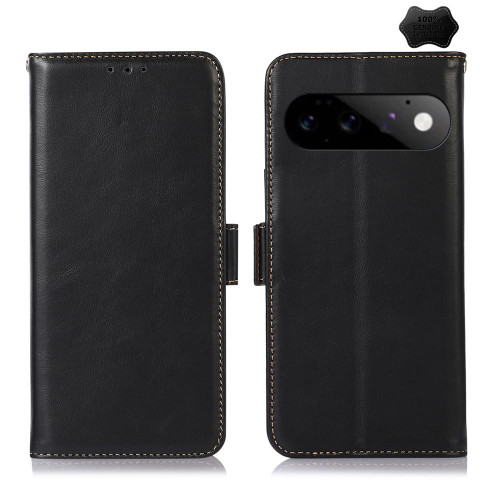 Google Pixel 11 / Pixel 11 Pro Crazy Horse Top Layer Cowhide Leather Phone Case - Black