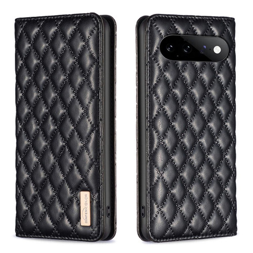 Google Pixel 11 / Pixel 11 Pro Diamond Lattice Magnetic Leather Flip Phone Case - Black