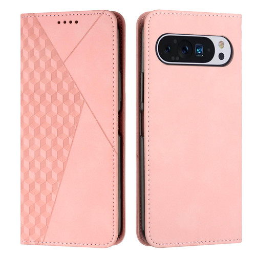 Google Pixel 11 / Pixel 11 Pro Diamond Splicing Skin Feel Magnetic Leather Phone Case - Rose Gold