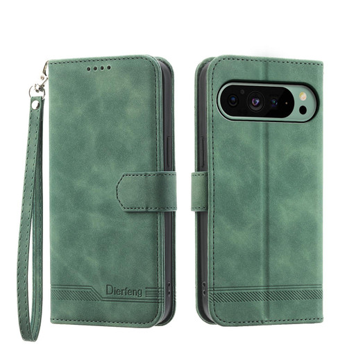 Google Pixel 11 / Pixel 11 Pro Dierfeng Dream Line TPU Hybrid PU Leather Phone Case - Green