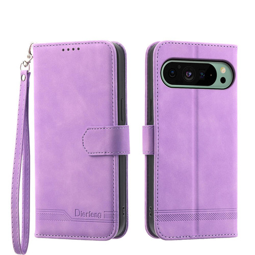 Google Pixel 11 / Pixel 11 Pro Dierfeng Dream Line TPU Hybrid PU Leather Phone Case - Purple