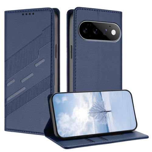 Google Pixel 11 / Pixel 11 Pro Embossed Multi-functional Wallet Retro Leather Phone Case - Dark Blue
