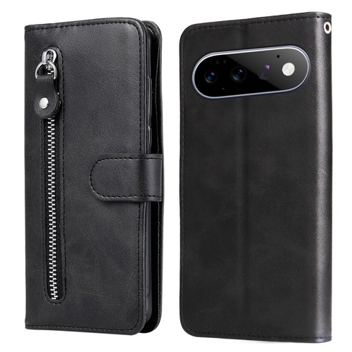 Google Pixel 11 / Pixel 11 Pro Fashion Calf Texture Zipper Leather Phone Case - Black
