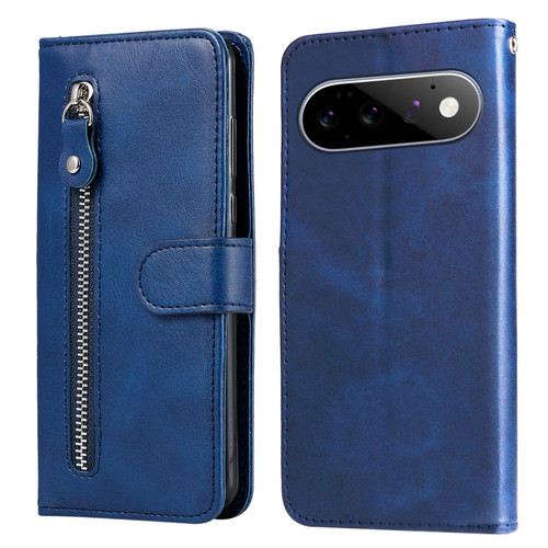 Google Pixel 11 / Pixel 11 Pro Fashion Calf Texture Zipper Leather Phone Case - Blue