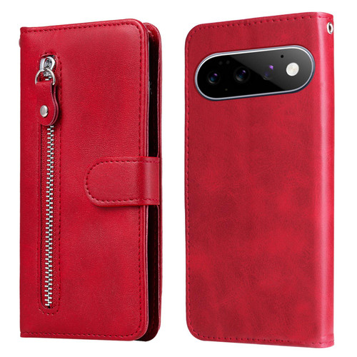 Google Pixel 11 / Pixel 11 Pro Fashion Calf Texture Zipper Leather Phone Case - Red