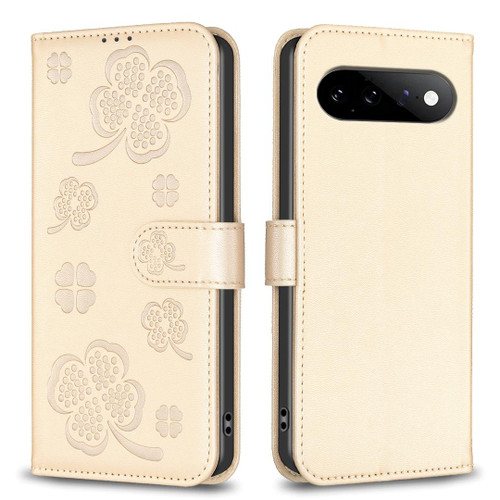 Google Pixel 11 / Pixel 11 Pro Four-leaf Embossed Leather Phone Case - Gold