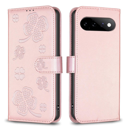 Google Pixel 11 / Pixel 11 Pro Four-leaf Embossed Leather Phone Case - Pink