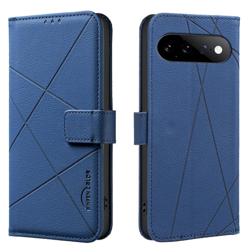 Google Pixel 11 / Pixel 11 Pro Geometric Pattern RFID Leather Phone Case - Blue