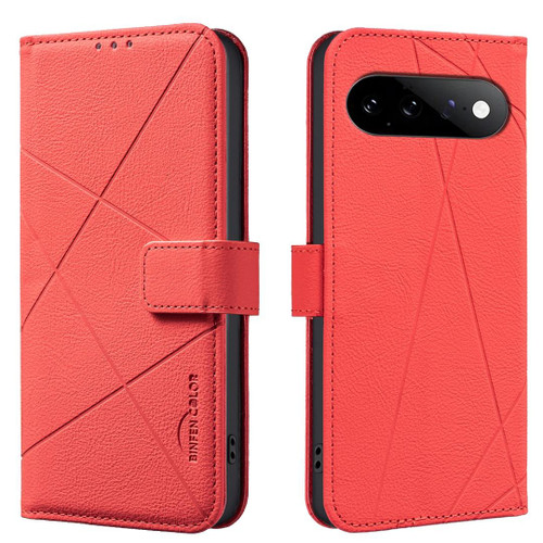 Google Pixel 11 / Pixel 11 Pro Geometric Pattern RFID Leather Phone Case - Red
