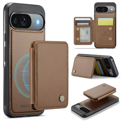 Google Pixel 11 / Pixel 11 Pro JEEHOOD J05 Business Magnetic Style RFID Leather Phone Case - Brown