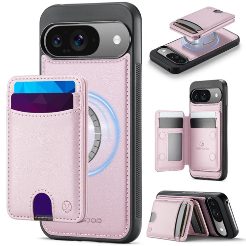 Google Pixel 11 / Pixel 11 Pro JEEHOOD J10 Flip Card Bag MagSafe Split RFID Leather Phone Case - Pink